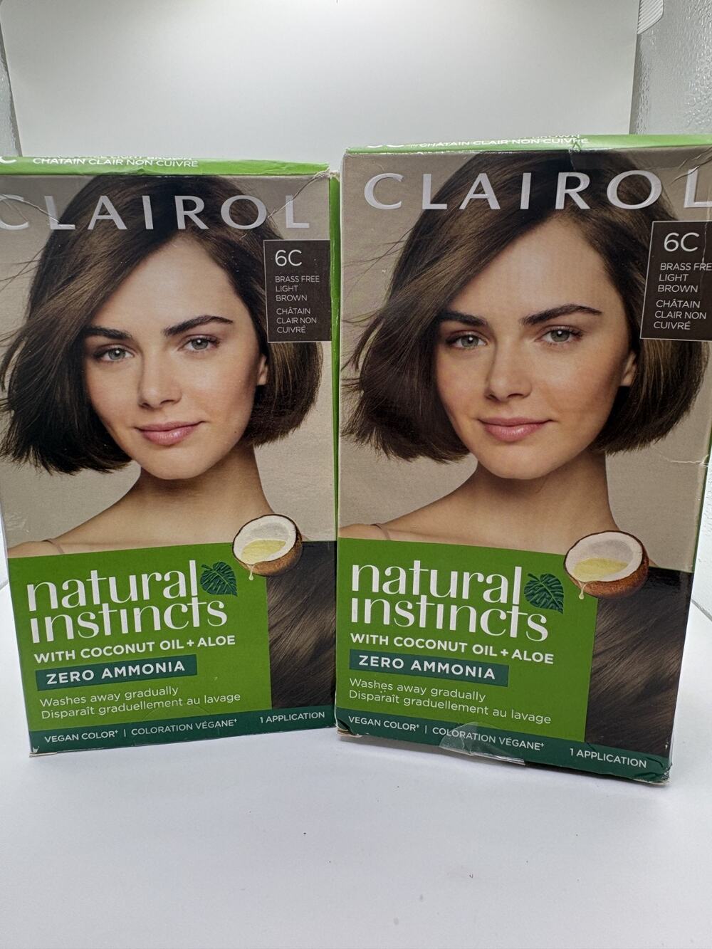 Clairol Natural Instincts Semi-Permanent Hair Color 6C Light Brown Brass Free X2